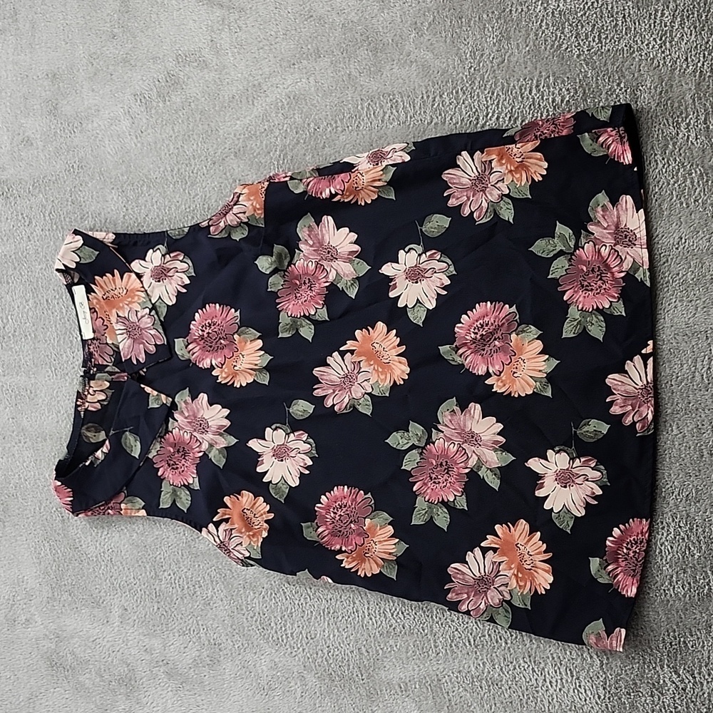 Jessy Floral Sleeveless Blouse Womens Size Medium Black Pink